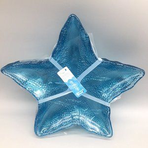 4 SIGRID OLSEN Starfish Plate Set Shimmer Blue Ocean Beach Plastic Outdoor 11"